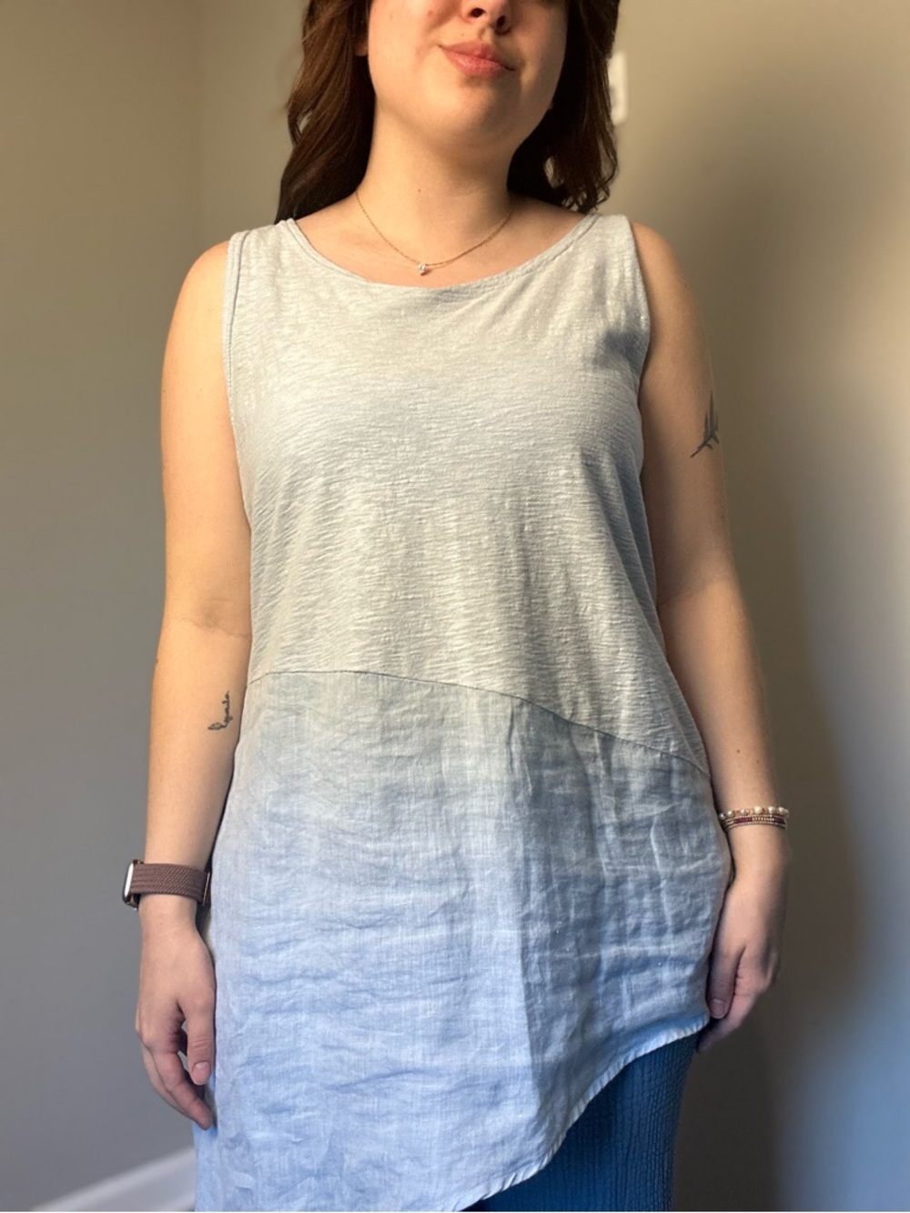 cut loose Light Blue Asymmetrical Tank Top Size L